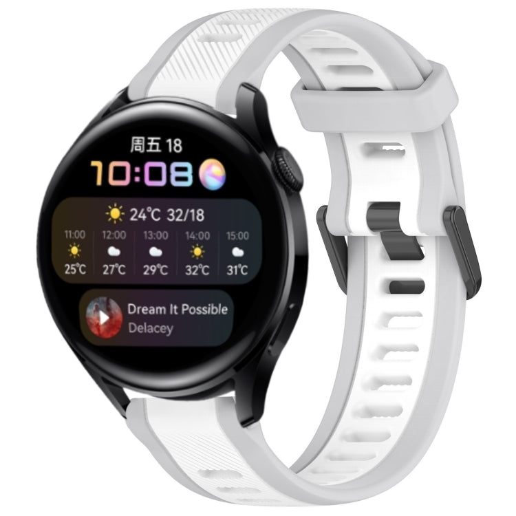 For Huawei Watch 3 22mm Two Color Textured Silicone Watch Band(White+Grey) - Watch Bands by PMC TechLife | Online Shopping South Africa | PMC TechLife