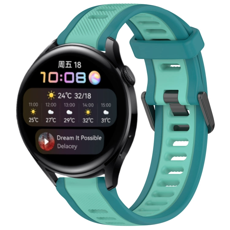For Huawei Watch 3 22mm Two Color Textured Silicone Watch Band(Teal) - Watch Bands by PMC TechLife | Online Shopping South Africa | PMC TechLife
