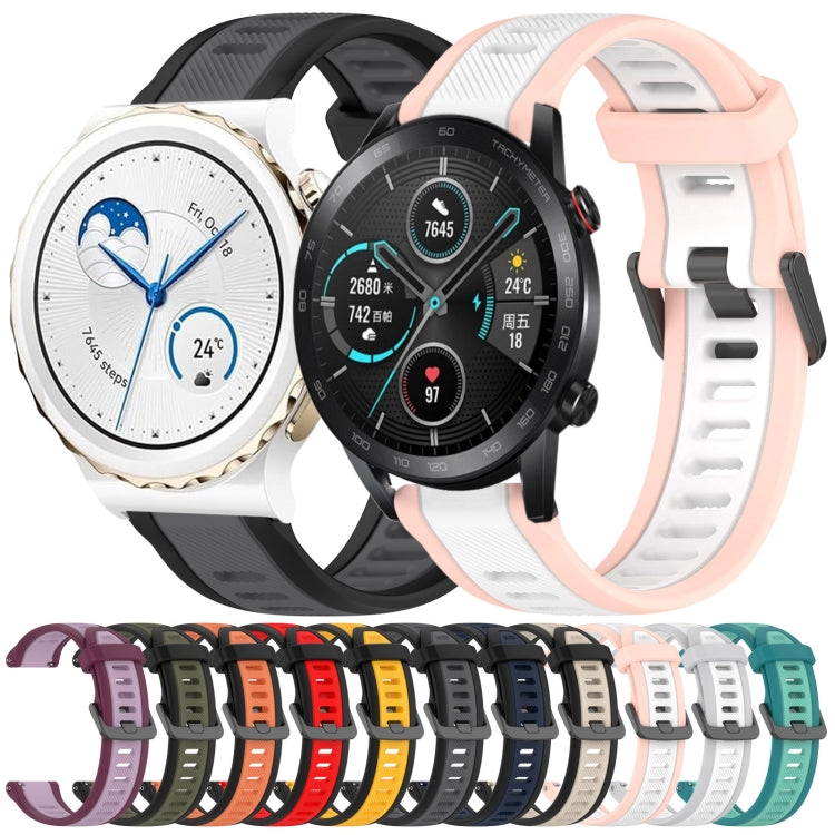 For Huawei Watch GT2 42mm 20mm Two Color Textured Silicone Watch Band(Teal) - Watch Bands by PMC Jewellery | Online Shopping South Africa | PMC Jewellery