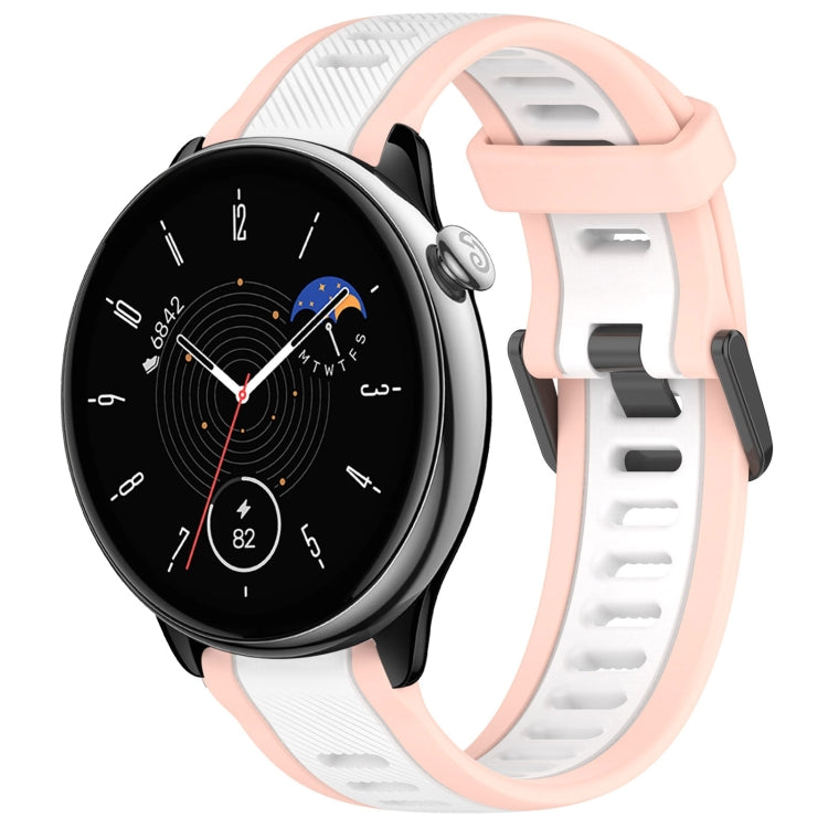 For Amazfit GTR Mini 20mm Two-Color Textured Silicone Watch Band(White+Pink) - Watch Bands by PMC TechLife | Online Shopping South Africa | PMC TechLife