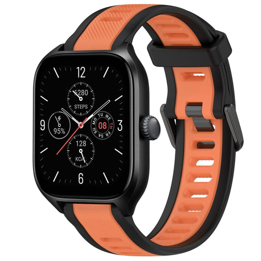 For Amazfit GTS 4 20mm Two-Color Textured Silicone Watch Band(Orange+Black) - Watch Bands by PMC Jewellery | Online Shopping South Africa | PMC Jewellery