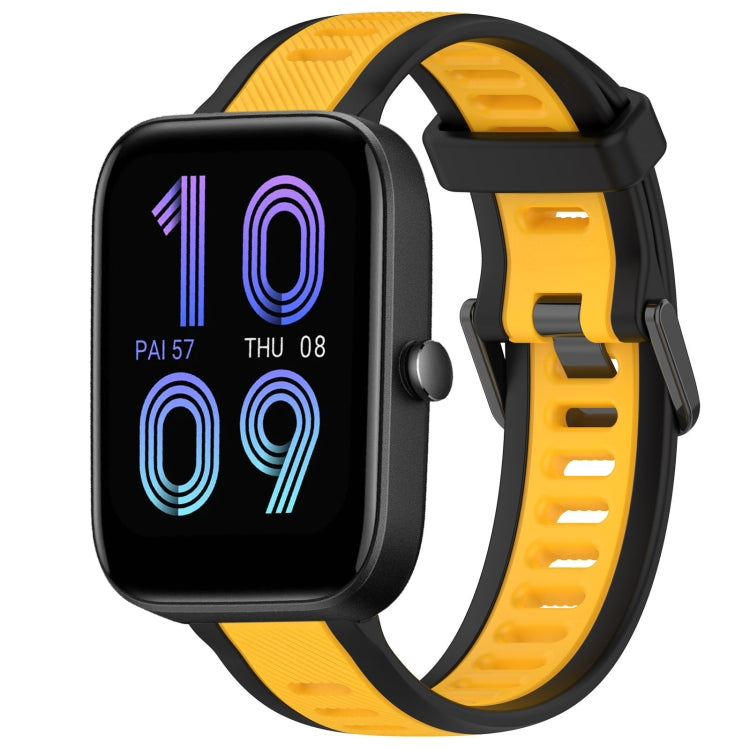 For Amazfit Bip 3 20mm Two-Color Textured Silicone Watch Band(Yellow+Black) - free shipping - PMC TechLife - Order now!