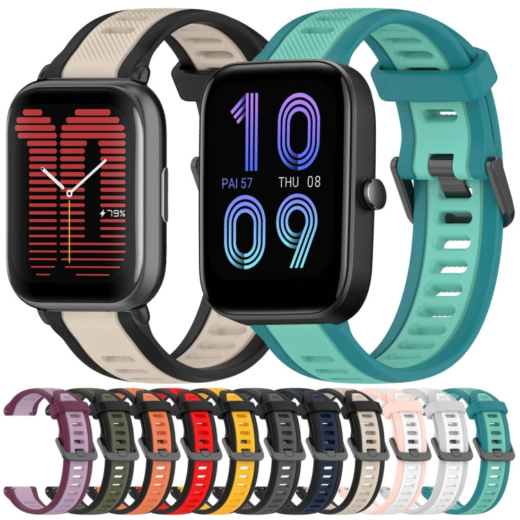 For Amazfit Active 20mm Two-Color Textured Silicone Watch Band(Orange+Black) - Watch Bands by PMC TechLife | Online Shopping South Africa | PMC TechLife