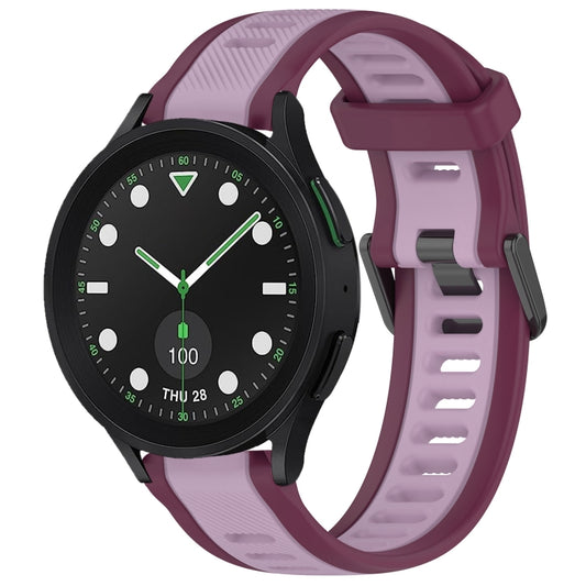 For Samsung Galaxy watch 5 Pro Golf Edition 20mm Two Color Textured Silicone Watch Band(Purple) - Watch Bands by PMC Jewellery | Online Shopping South Africa | PMC Jewellery