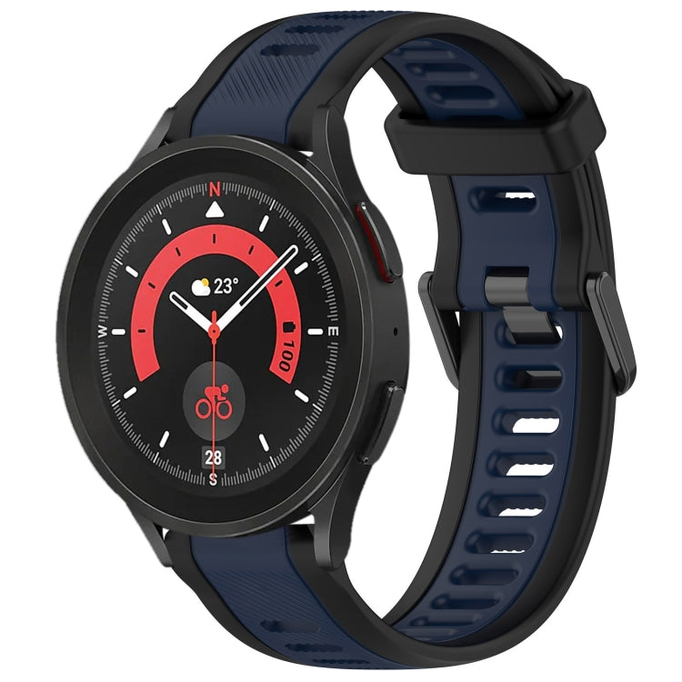 For Samsung Galaxy Watch 5 Pro  45mm 20mm Two Color Textured Silicone Watch Band(Midnight Blue+Black) - Watch Bands by PMC Jewellery | Online Shopping South Africa | PMC Jewellery