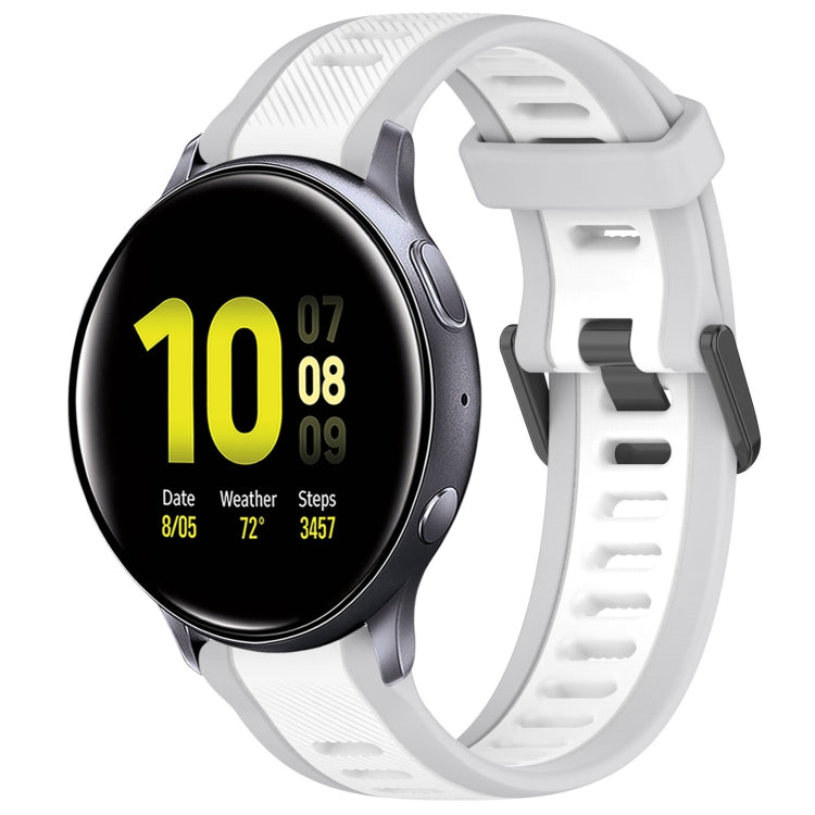 For Samsung Galaxy Watch Active 2 40mm 20mm Two Color Textured Silicone Watch Band(White+Grey) - Watch Bands by PMC Jewellery | Online Shopping South Africa | PMC Jewellery