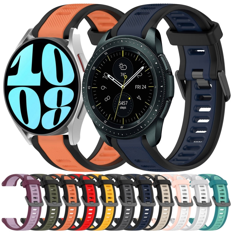 For Samsung Galaxy Watch 4 40mm 20mm Two Color Textured Silicone Watch Band(Midnight Blue+Black) - Watch Bands by PMC Jewellery | Online Shopping South Africa | PMC Jewellery