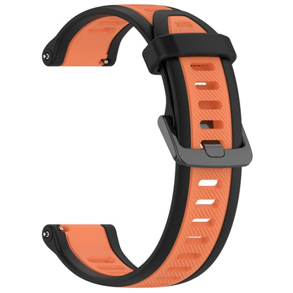 For Garmin Forerunner 165 Music 20mm Two Color Textured Silicone Watch Band(Orange+Black) - Watch Bands by PMC Jewellery | Online Shopping South Africa | PMC Jewellery