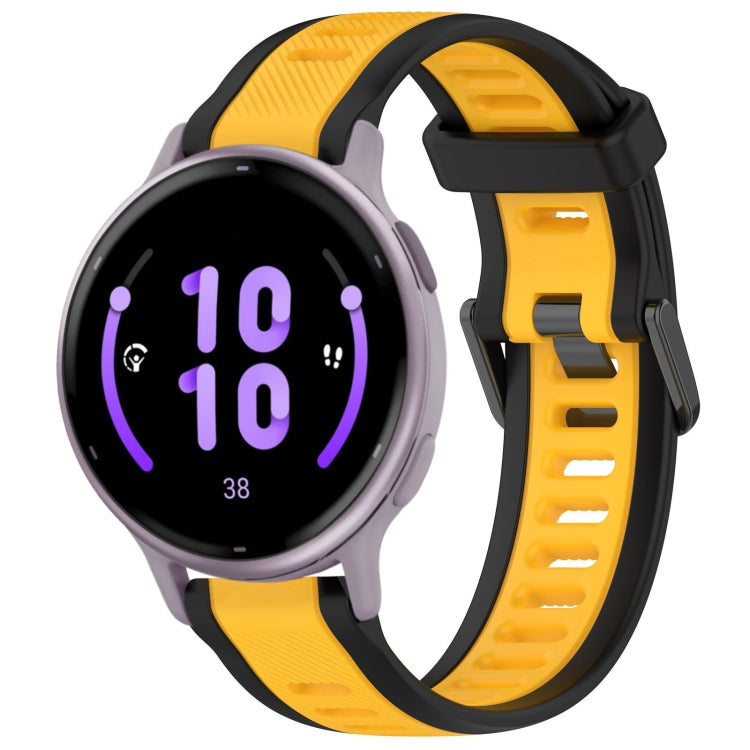 For Garmin Active 5 20mm Two Color Textured Silicone Watch Band(Yellow+Black) - Watch Bands by PMC Jewellery | Online Shopping South Africa | PMC Jewellery