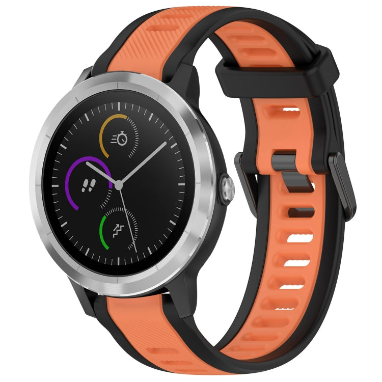 For Garmin Vivoactive 3 20mm Two Color Textured Silicone Watch Band(Orange+Black) - Watch Bands by PMC TechLife | Online Shopping South Africa | PMC TechLife