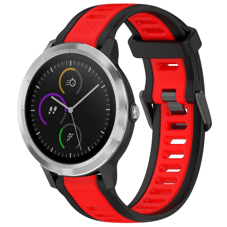 For Garmin Vivoactive 3 20mm Two Color Textured Silicone Watch Band(Red+Black) - Watch Bands by PMC TechLife | Online Shopping South Africa | PMC TechLife