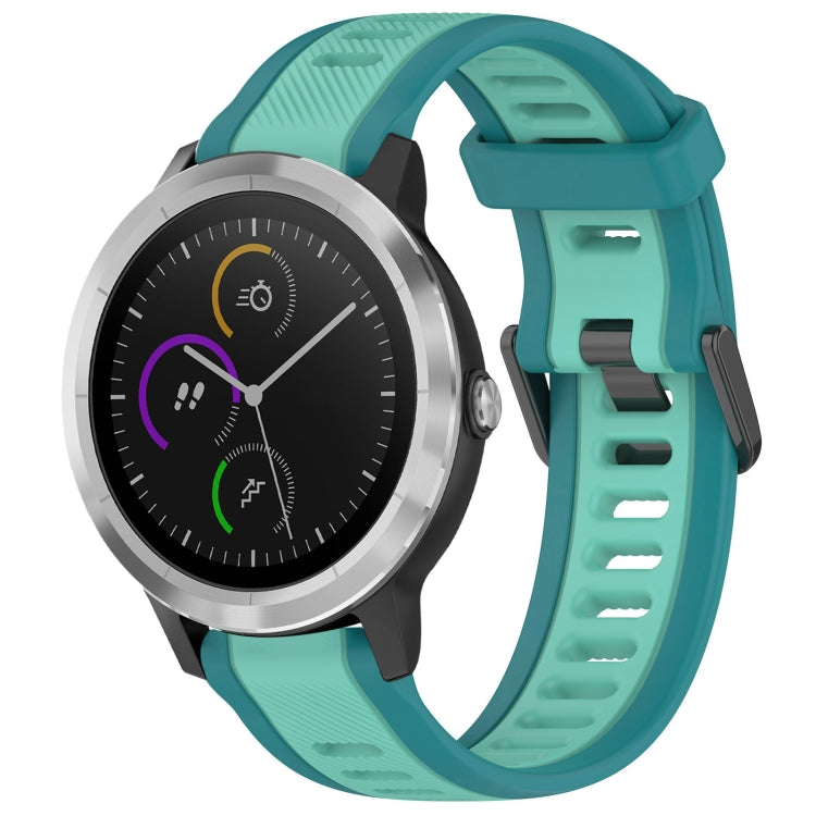 For Garmin Vivoactive 3 20mm Two Color Textured Silicone Watch Band(Teal) - Watch Bands by PMC TechLife | Online Shopping South Africa | PMC TechLife