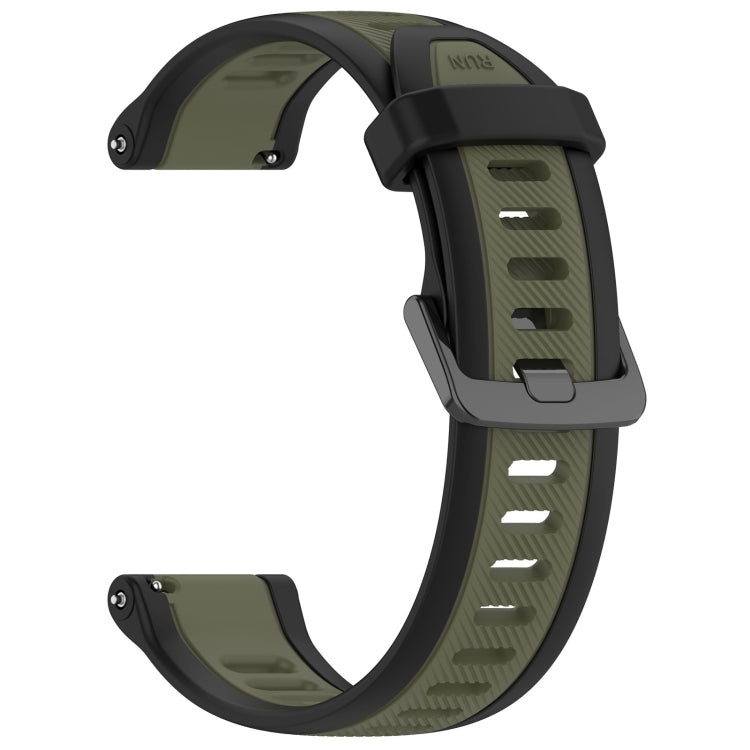 For Garmin Vivoactive3 Music 20mm Two Color Textured Silicone Watch Band(Green+Black) - Watch Bands by PMC Jewellery | Online Shopping South Africa | PMC Jewellery