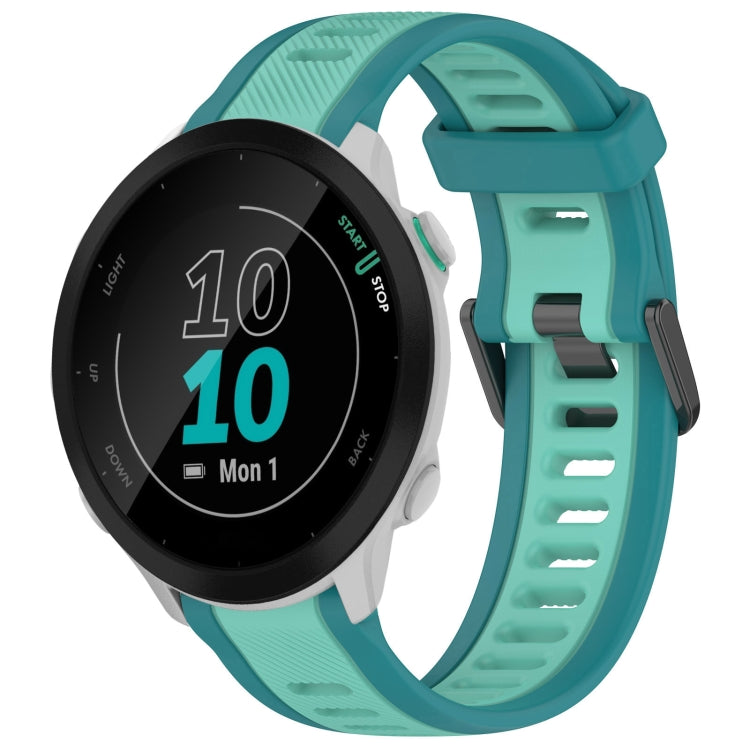 For Garmin Forerunner 55 20mm Two Color Textured Silicone Watch Band(Teal) - Watch Bands by PMC TechLife | Online Shopping South Africa | PMC TechLife