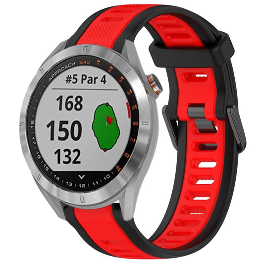 For Garmin Approach S40 20mm Two Color Textured Silicone Watch Band(Red+Black) - Watch Bands by PMC Jewellery | Online Shopping South Africa | PMC Jewellery