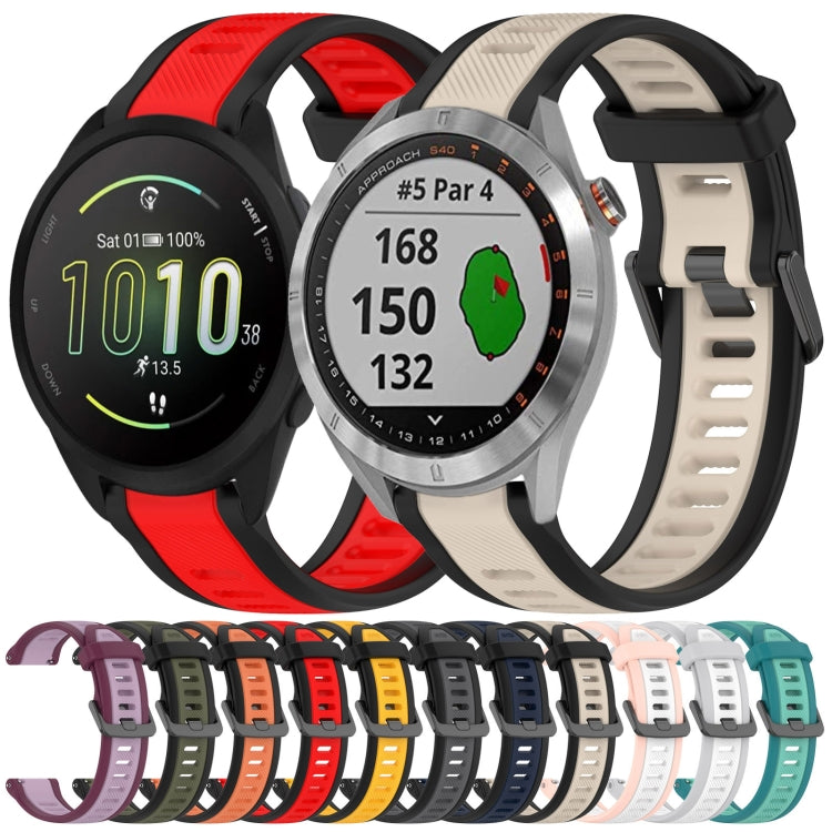 For Garmin Vivoactive3 Music 20mm Two Color Textured Silicone Watch Band(Green+Black) - Watch Bands by PMC Jewellery | Online Shopping South Africa | PMC Jewellery