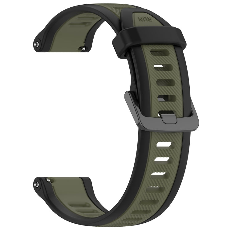 For Garmin Forerunner 265S 18mm Two Color Textured Silicone Watch Band(Green+Black) - Watch Bands by PMC TechLife | Online Shopping South Africa | PMC TechLife