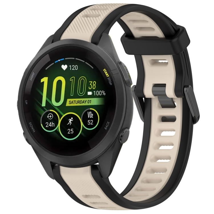 For Garmin Forerunner 265S 18mm Two Color Textured Silicone Watch Band(Starlight + Black) - Watch Bands by PMC TechLife | Online Shopping South Africa | PMC TechLife