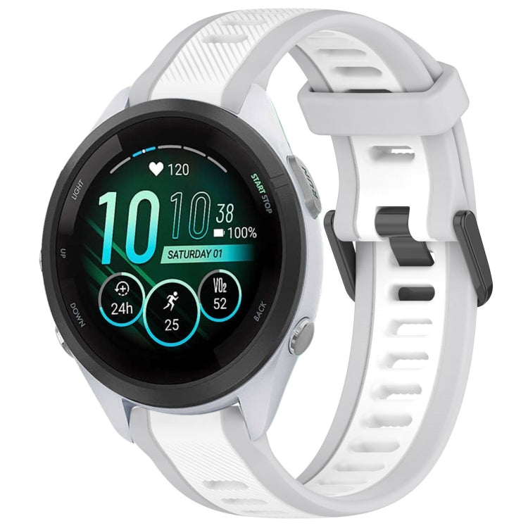 For Garmin Forerunner 265S Music 18mm Two Color Textured Silicone Watch Band(White+Grey) - Watch Bands by PMC TechLife | Online Shopping South Africa | PMC TechLife