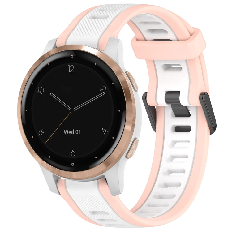 For Garmin Active S 18mm Two Color Textured Silicone Watch Band(White+Pink) - Watch Bands by PMC TechLife | Online Shopping South Africa | PMC TechLife