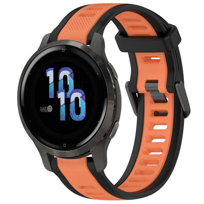 For Garmin Venu 2S 18mm Two Color Textured Silicone Watch Band(Orange+Black) - Watch Bands by PMC Jewellery | Online Shopping South Africa | PMC Jewellery