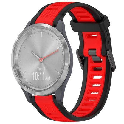 For Garmin Vivomove 3S 18mm Two Color Textured Silicone Watch Band(Red+Black) - Watch Bands by PMC Jewellery | Online Shopping South Africa | PMC Jewellery