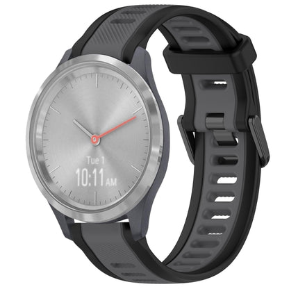 For Garmin Vivomove 3S 18mm Two Color Textured Silicone Watch Band(Grey+Black) - Watch Bands by PMC Jewellery | Online Shopping South Africa | PMC Jewellery