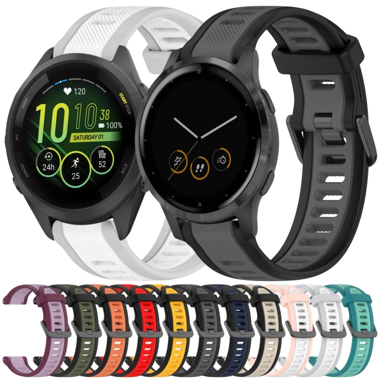 For Garmin Vivoactive 4S 18mm Two Color Textured Silicone Watch Band(Teal) - Watch Bands by PMC TechLife | Online Shopping South Africa | PMC TechLife