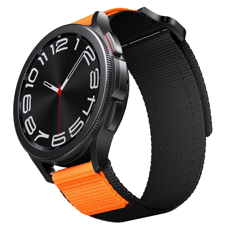 20mm Two Color Nylon Canvas Hook And Loop Fastener Watch Band(Black+Orange) - 20mm Bands by PMC Jewellery | Online Shopping South Africa | PMC Jewellery