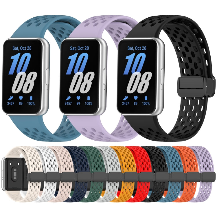 For Samsung Galaxy Fit 3 Hole Style Magnetic Folding Buckle Silicone Watch Band(Red) - Watch Bands by PMC TechLife | Online Shopping South Africa | PMC TechLife