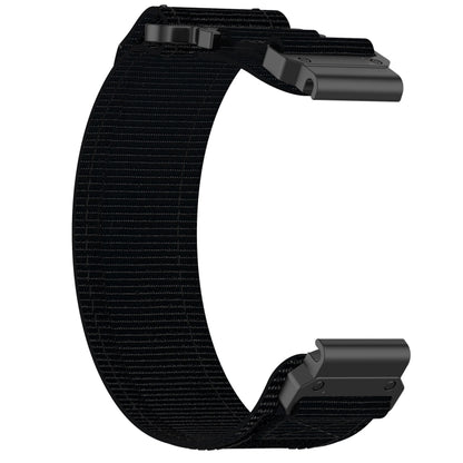For Garmin Quatix 7 Pro 22mm Nylon Hook And Loop Fastener Watch Band(Black) - Watch Bands by PMC Jewellery | Online Shopping South Africa | PMC Jewellery