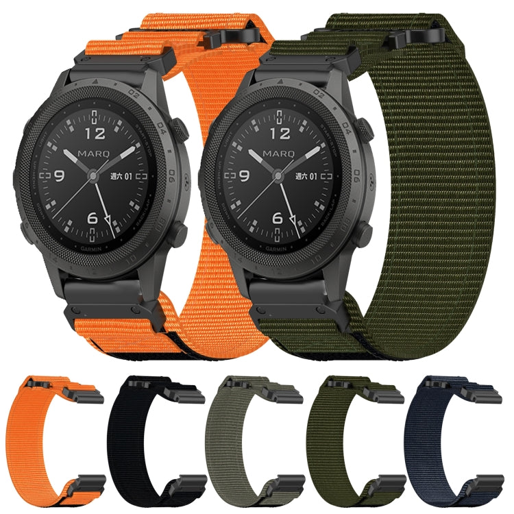 For Garmin Fenix 5 22mm Nylon Hook And Loop Fastener Watch Band(Army Green) - Watch Bands by PMC Jewellery | Online Shopping South Africa | PMC Jewellery
