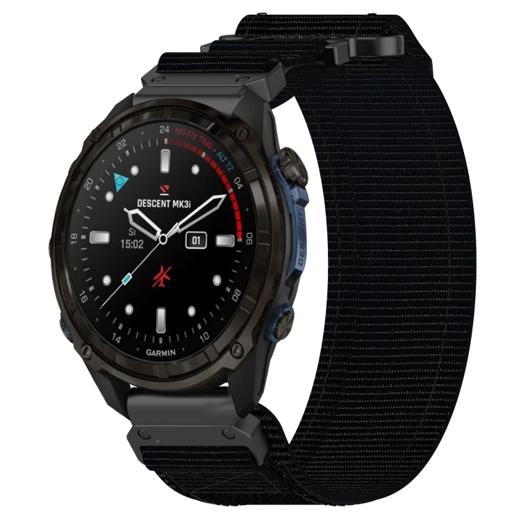 For Garmin Descent Mk3i  51mm 26mm Nylon Hook And Loop Fastener Watch Band(Black) - Watch Bands by PMC TechLife | Online Shopping South Africa | PMC TechLife