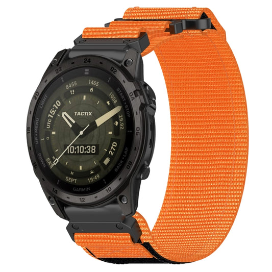For Garmin Tactix 7 AMOLED 26mm Nylon Hook And Loop Fastener Watch Band(Orange) - Watch Bands by PMC Jewellery | Online Shopping South Africa | PMC Jewellery