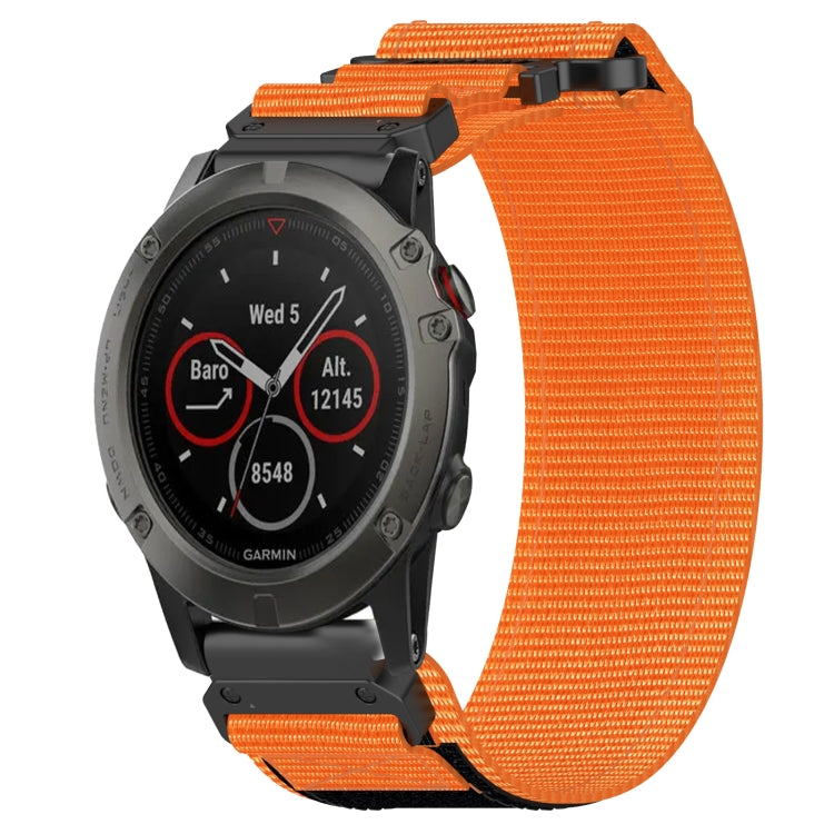 For Garmin Fenix 5X Sapphire 26mm Nylon Hook And Loop Fastener Watch Band(Orange) - Watch Bands by PMC Jewellery | Online Shopping South Africa | PMC Jewellery