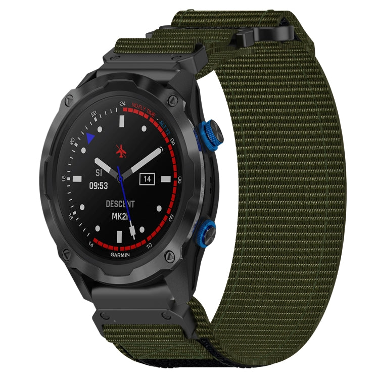 For Garmin Descent MK 2i 26mm Nylon Hook And Loop Fastener Watch Band(Army Green) - Watch Bands by PMC TechLife | Online Shopping South Africa | PMC TechLife