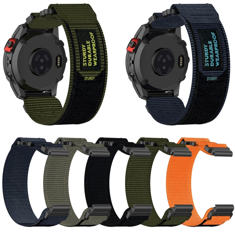 For Garmin Instinct 2X Solar 26mm Nylon Hook And Loop Fastener Watch Band(Army Green) - Watch Bands by PMC Jewellery | Online Shopping South Africa | PMC Jewellery