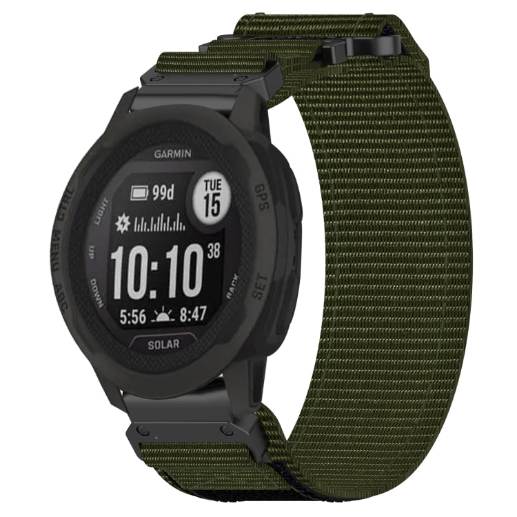 For Garmin Instinct 2S 20mm Nylon Hook And Loop Fastener Watch Band(Army Green) - Watch Bands by PMC Jewellery | Online Shopping South Africa | PMC Jewellery