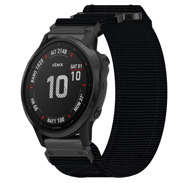 For Garmin Fenix 6S 20mm Nylon Hook And Loop Fastener Watch Band(Black) - Watch Bands by PMC TechLife | Online Shopping South Africa | PMC TechLife