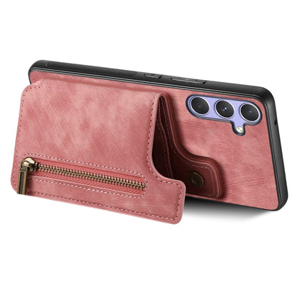 For Samsung Galaxy S25 Ultra 5G Retro Leather Zipper Wallet Back Phone Case(Pink) - Galaxy S25 Ultra 5G Cases by PMC Jewellery | Online Shopping South Africa | PMC Jewellery | Buy Now Pay Later Mobicred