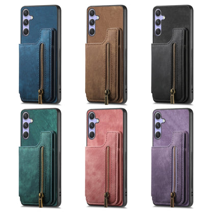 For Samsung Galaxy S25 Ultra 5G Retro Leather Zipper Wallet Back Phone Case(Blue) - Galaxy S25 Ultra 5G Cases by PMC Jewellery | Online Shopping South Africa | PMC Jewellery | Buy Now Pay Later Mobicred