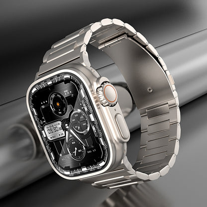 For Apple Watch Series 8 45mm I-Shaped Titanium Watch Band(Black) - Watch Bands by PMC Jewellery | Online Shopping South Africa | PMC Jewellery