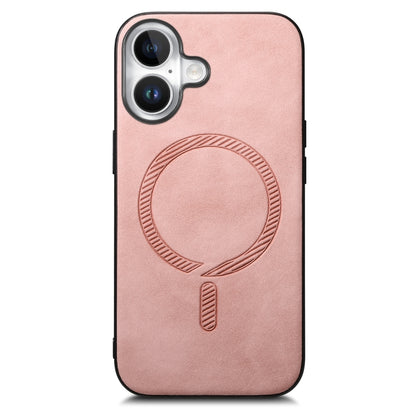 For iPhone 16 Solid Color Retro Magsafe PU Back Cover Phone Case(Pink) - iPhone 16 Cases by PMC Jewellery | Online Shopping South Africa | PMC Jewellery | Buy Now Pay Later Mobicred