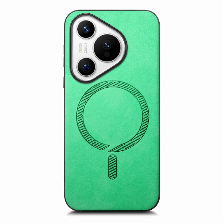 For Huawei  Pura 70 Solid Color Retro Magsafe PU Back Cover Phone Case(Green) - Huawei Cases by PMC Jewellery | Online Shopping South Africa | PMC Jewellery | Buy Now Pay Later Mobicred