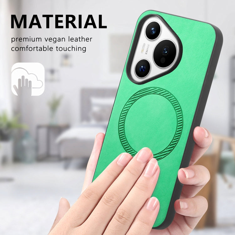 For Huawei Pura 70 Pro Solid Color Retro Magsafe PU Back Cover Phone Case(Green) - Huawei Cases by PMC Jewellery | Online Shopping South Africa | PMC Jewellery | Buy Now Pay Later Mobicred