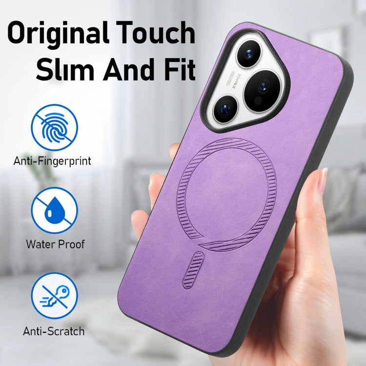 For Huawei Pura 70 Ultra Solid Color Retro Magsafe PU Back Cover Phone Case(Purple) - Huawei Cases by PMC Jewellery | Online Shopping South Africa | PMC Jewellery | Buy Now Pay Later Mobicred