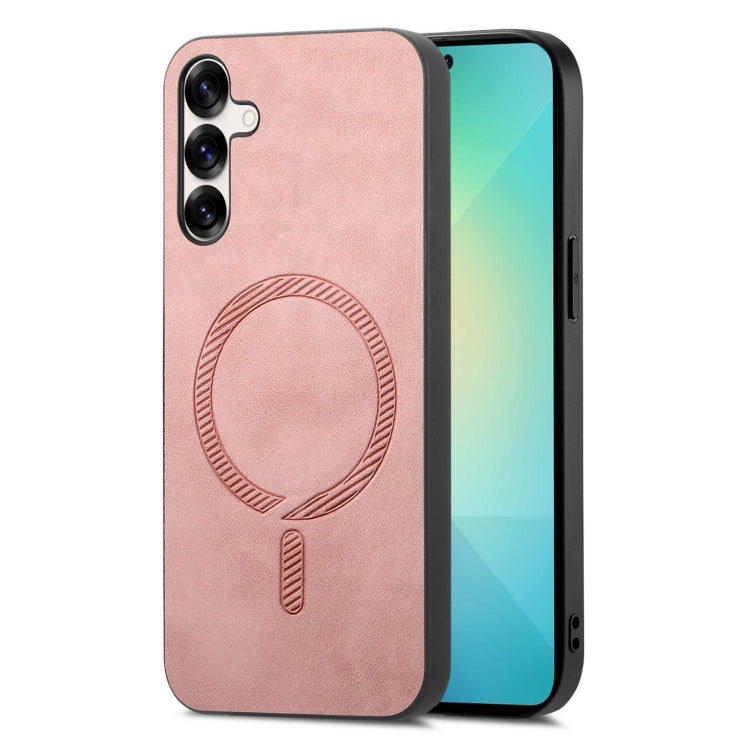 For Samsung Galaxy S25+ 5G Solid Color Retro Magsafe PU Back Cover Phone Case(Pink) - free shipping - PMC Jewellery - Order now!