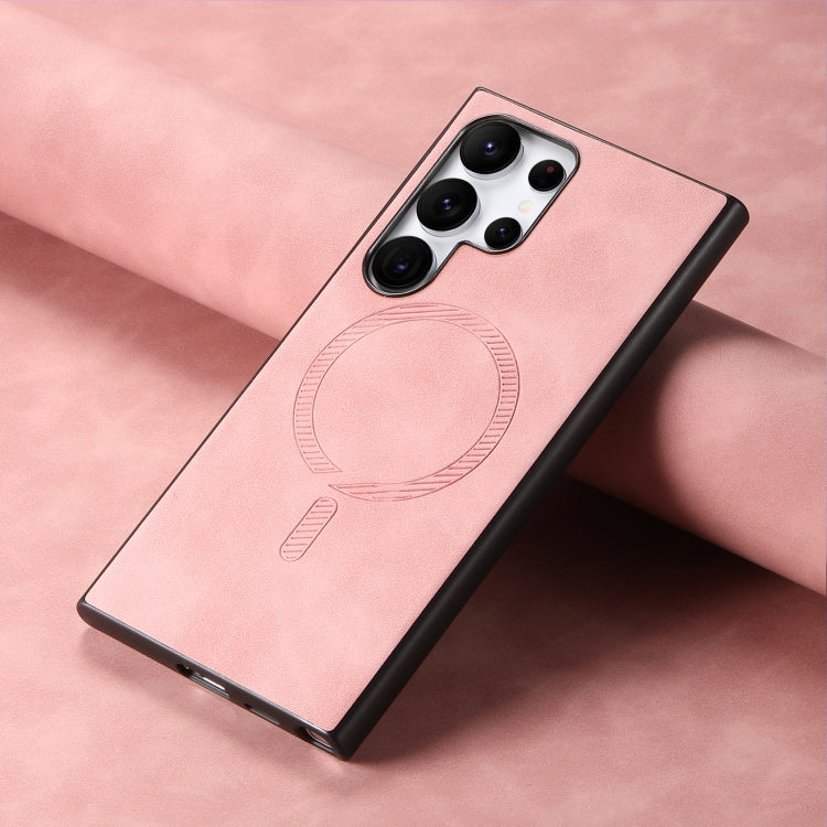 For Samsung Galaxy S25+ 5G Solid Color Retro Magsafe PU Back Cover Phone Case(Pink) - free shipping - PMC Jewellery - Order now!