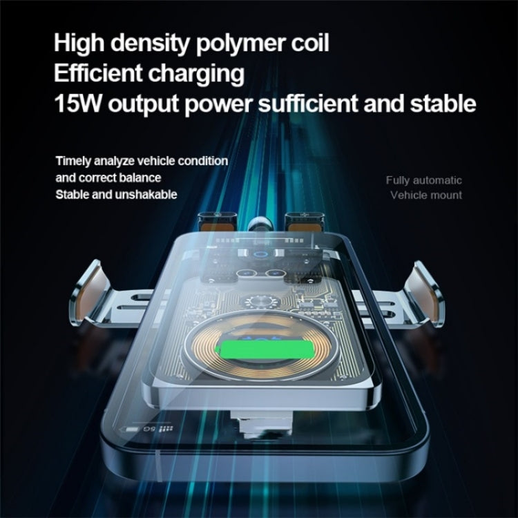 F18 With Infrared Sensor Phone Charging Aluminum Alloy Bracket Car Wireless Charger(Transparent Silver) - Car Charger by PMC TechLife | Online Shopping South Africa | PMC TechLife | Buy Now Pay Later Mobicred