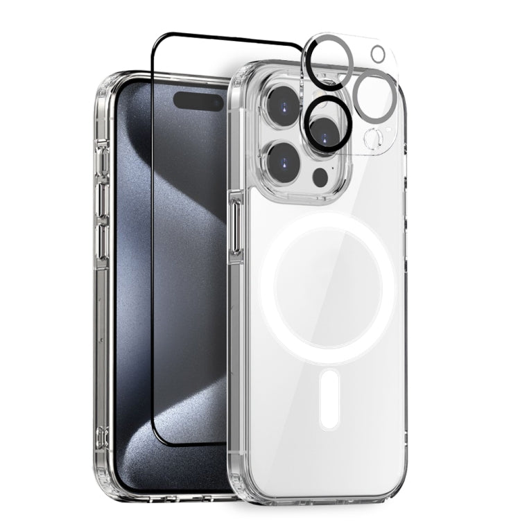 For iPhone 15 Pro Max NORTHJO 3 in 1 Magsafe Clear Phone Case with Screen Film + Rear Lens Film - iPhone 15 Pro Max Cases by NORTHJO | Online Shopping South Africa | PMC Jewellery | Buy Now Pay Later Mobicred